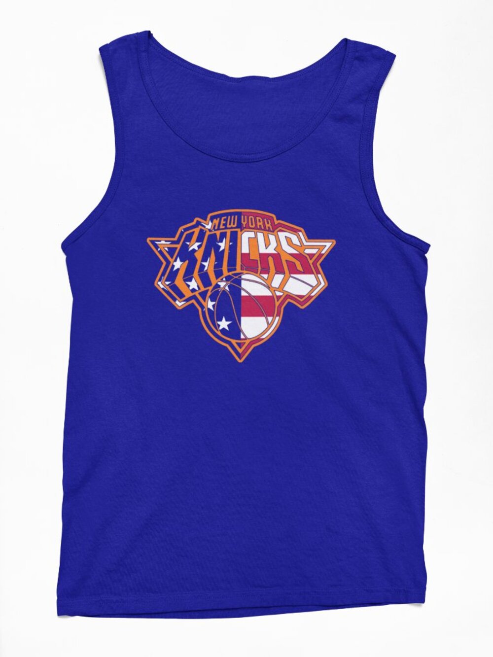 NEW York Knicks 4th July USA American Flag Team Color Pop Logo Tank Top BLUE